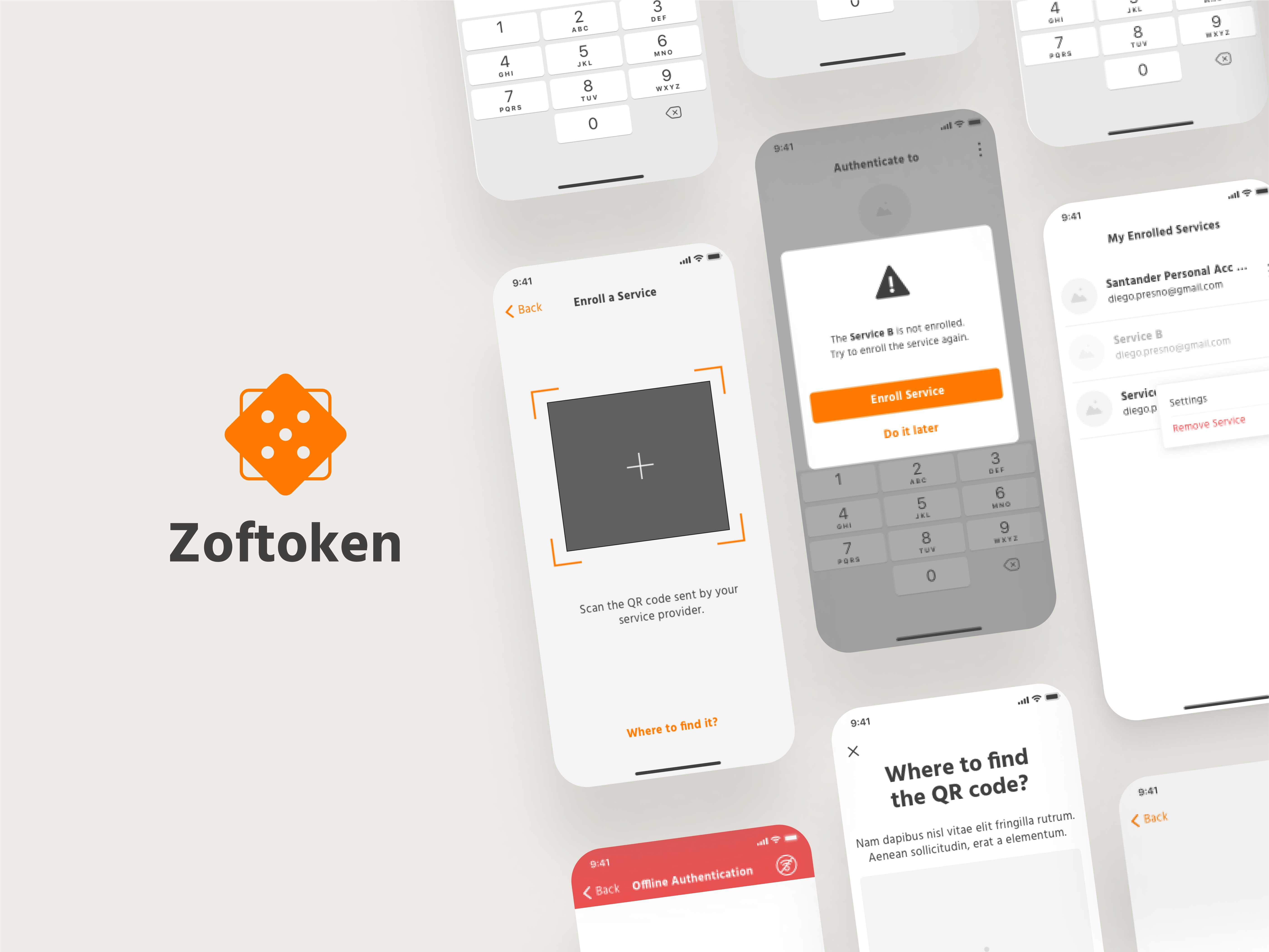 Zoftoken app fintech prototype security startup usa ux wireframes