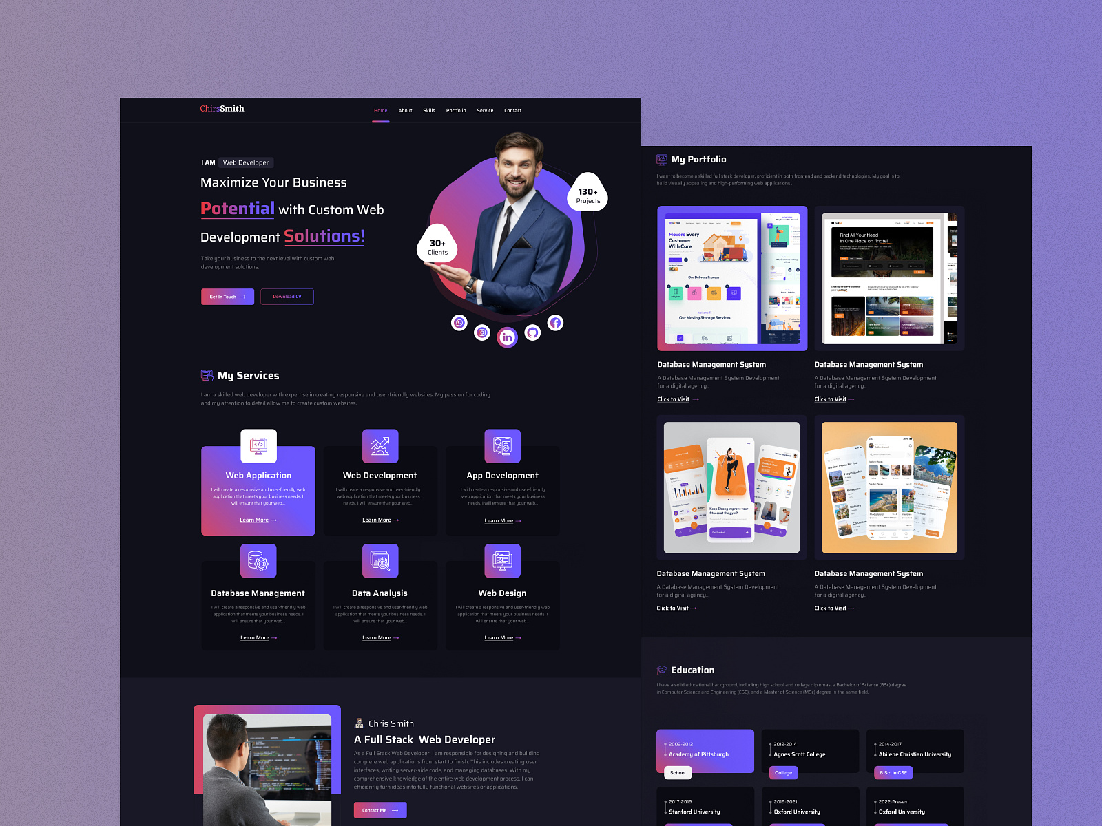 Modern Developer Portfolio Website Template with Dark and Light by ...