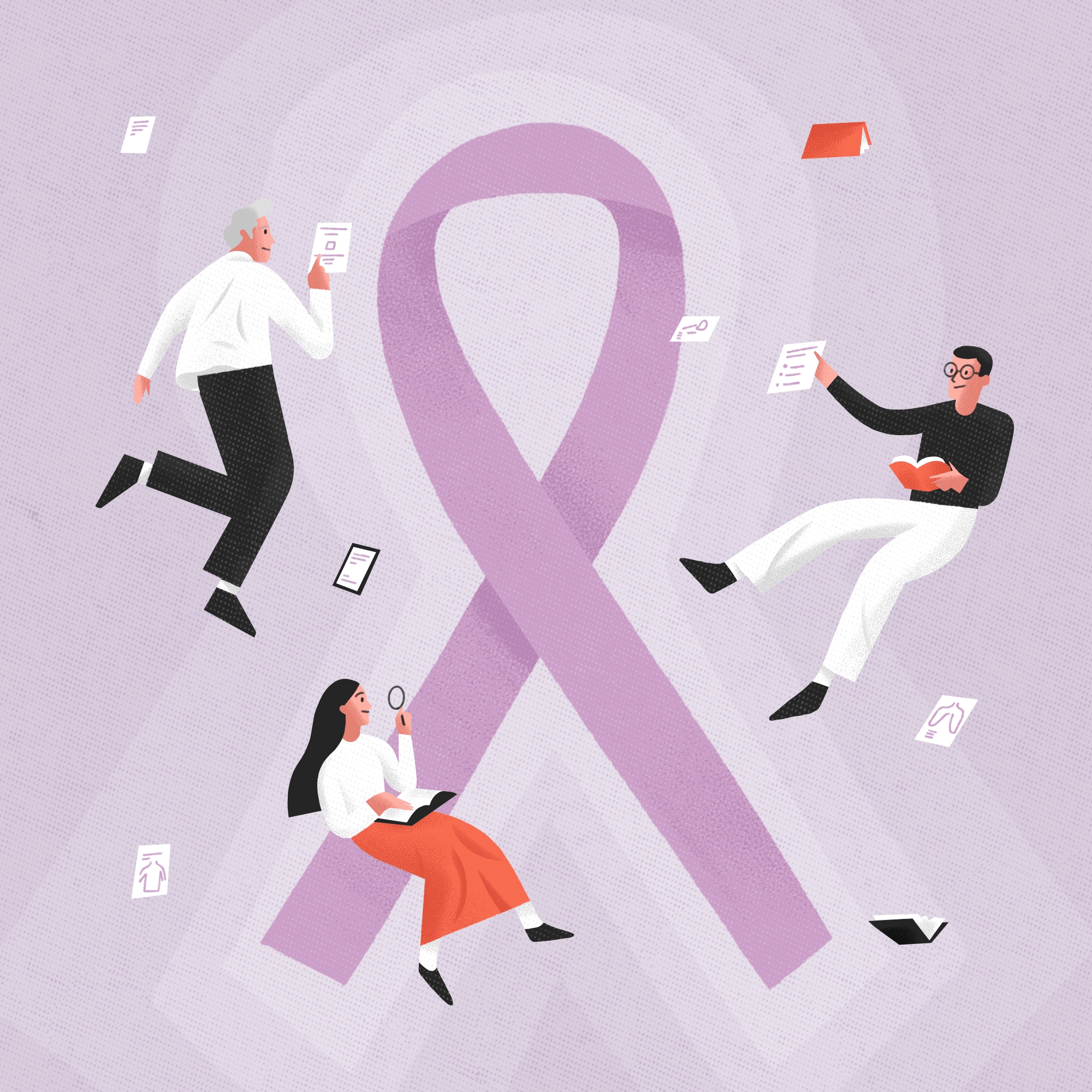 Website Illustration for Cancer Compass 2d 2d illustration cancer character character design characterdesign design hospital ill illustration illustrator lung lung cancer medical oncology photoshop procreate purple sick texture