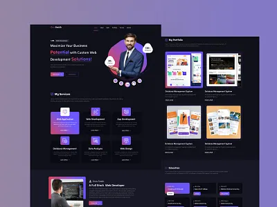 Modern Developer Portfolio Website Template with Dark and Light branding design development themeforest ui uikit user interface ux webdesign