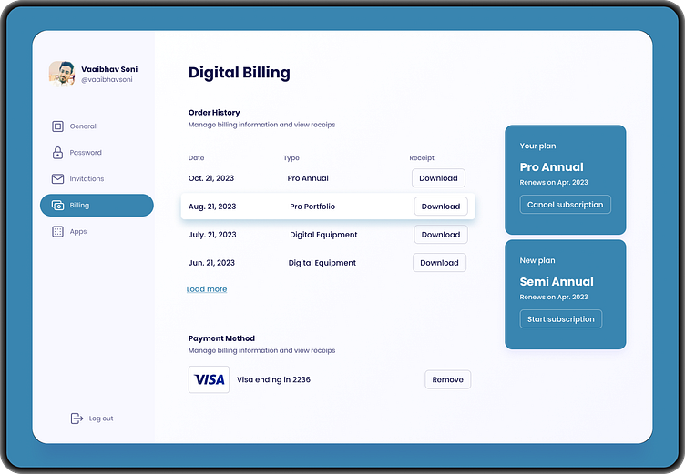 Digitally Billing System Full Dashboard by Vaaibhav Soni on Dribbble