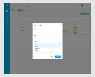 Custom management system dialogue dashboard design ui