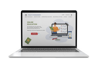 Landing page for online education of students of the "Management design education faculty landing page management online student university vector website