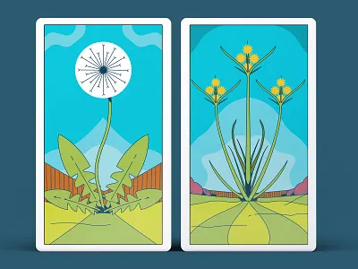 Weeds card dandelion illustration lawn care plants sedge tarot trade show vector weeds