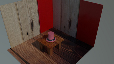 Madera y sombrero 3d digital