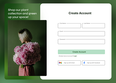 Login page - Website branding login page plant shop signup ui website