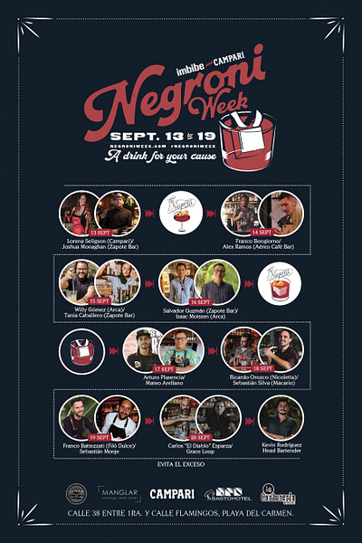 Negroni Event in Playa del Carmen, México bar event graphic design social media
