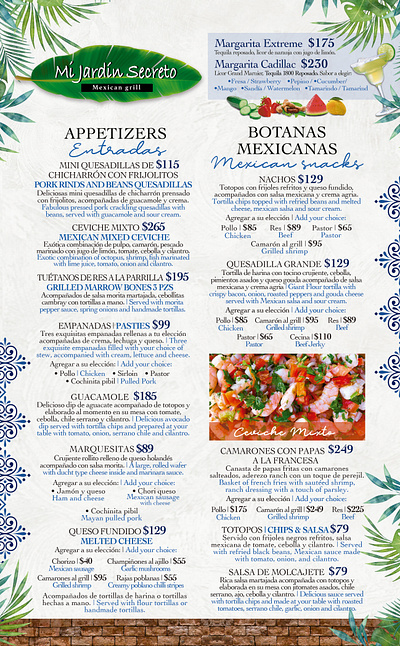 Menú for a restaurant in Playa del Carmen, México branding graphic design menu