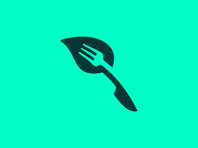 Fork, Knife, Plant-based [Unused] brand branding cutlery eco food fork identity illustration knife leaf logo