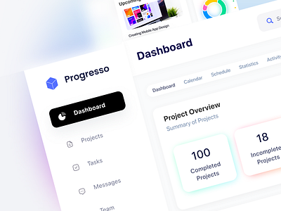 Project Management Dashboard - Progresso branding dashboard design graphic design management modern project typography ui ux vector