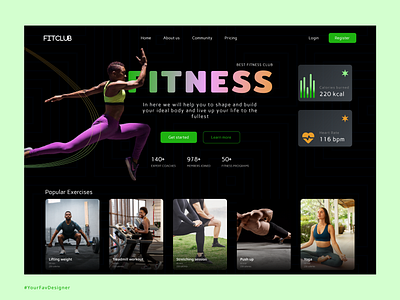 Fitness hero page design figma heropage ui