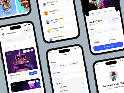 Filllo NFT Market UI Kit app design binance bitcoin wallet blockchain crypto art crypto exchange crypto wallet cryptoart cryptocurrency design marketplace mobile mobile app nftart nfts product design rarible trader uidesign uxdesign