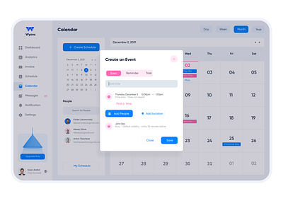 Enterprise software event scheduler dashboard design enterprise software ui ux