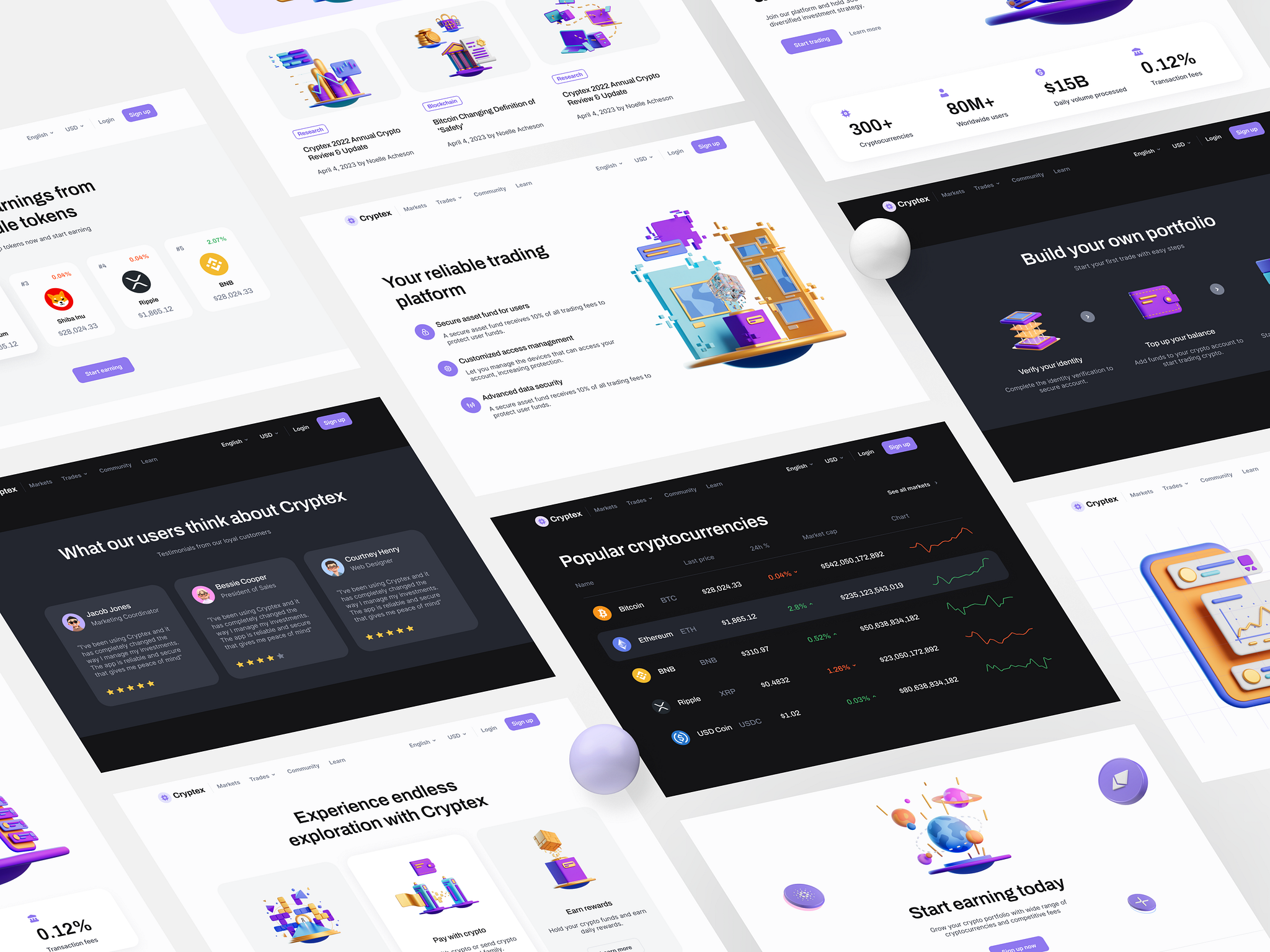 Cryptex - Crypto home page UI design by Mei Jun on Dribbble