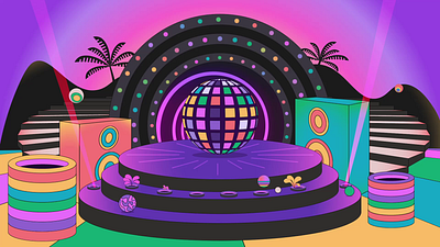 Retro Party celebration chill colorful disco ball gradient motion graphics night nightclub party retro speakers vivid weekend
