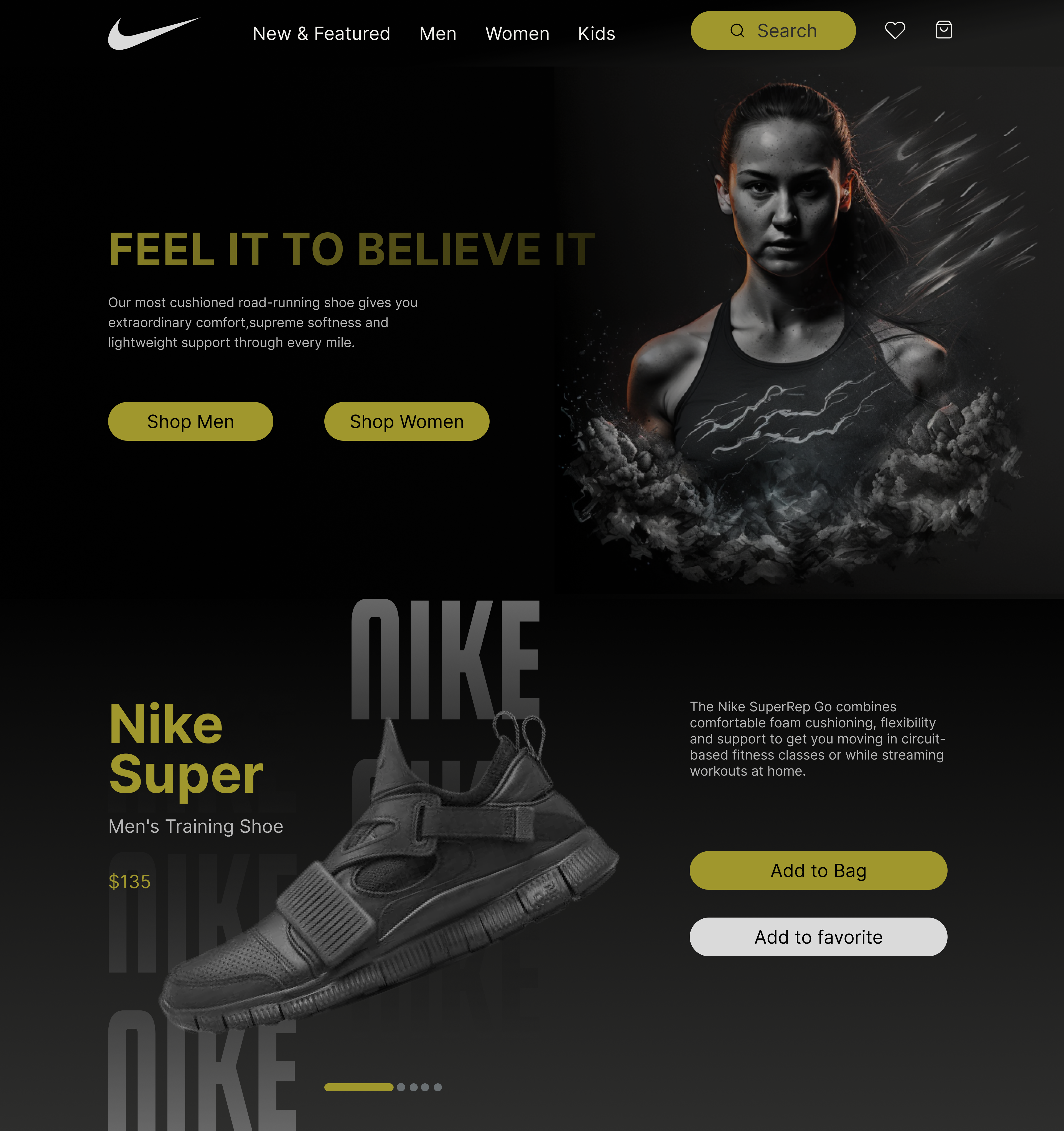 Nike Landing page redesign branding design nike shoe ui ui design uiux ux
