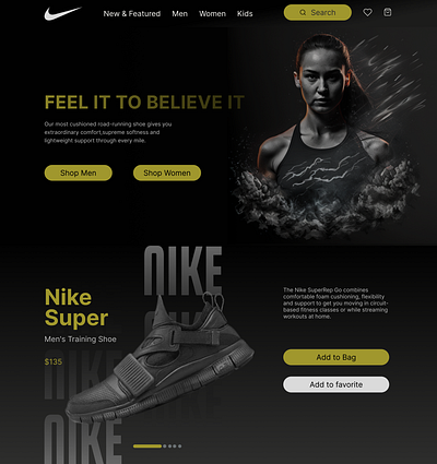 Nike Landing page redesign branding design nike shoe ui ui design uiux ux