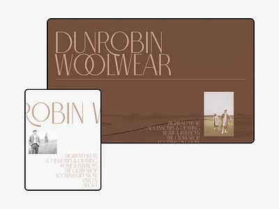 DUNROBIN WOOLWEAR breathing clean composition contemporary crossplatform design desktop fashion layout midjourney minimalist modern neat online shop online store tablet typography