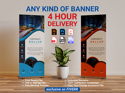 I will design an outstanding roll up banner in 4 hours banner banner ad banner design branding design graphic design illustration logo pull up banner retractable banner rollup rollup banner vector