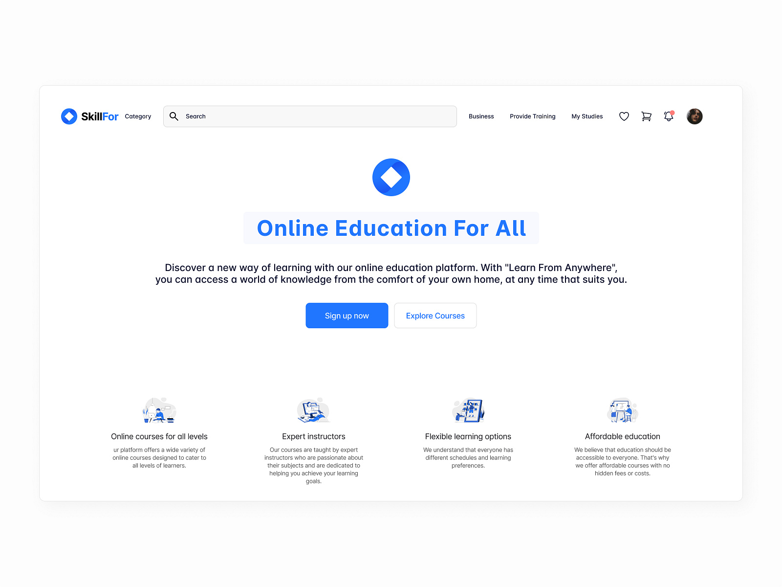 A Modern and Minimalist Online Education Website Design by Şeyma Çetin ...