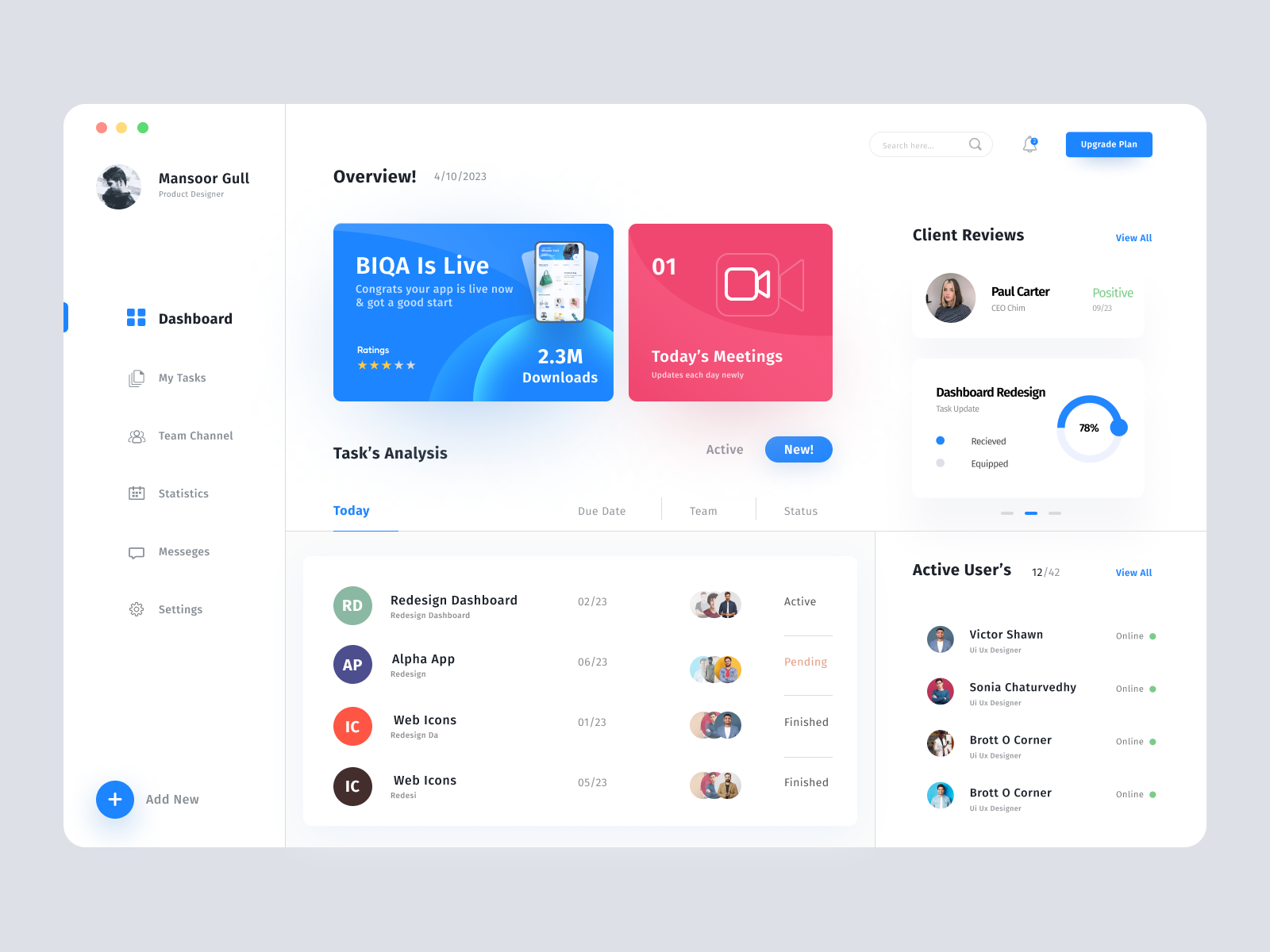 Project Manager Deshboard by Mansoor Gull on Dribbble