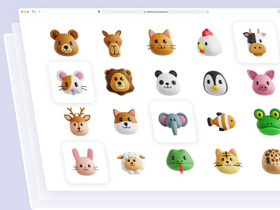 Animal Icons 3d 3d animal 3d design 3d modeling animal b3d blender emoji emoticons icon icons illustration