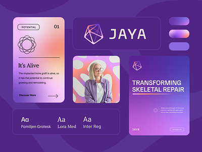 JAYA app biotech branding gradient guide icon identity lattice life logo organic photography science style tech technology tissue type typography web