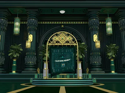 California Republic - ( Garden ) 4 of 8 3d architecture art deco branding california clean columns design entry flag gold graphic graphic design icon illustration logo pattern plants typography vector