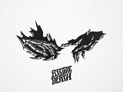 Electric Death's Touch bone death design electric hand lettering hands illustration lightning magic punk shock skeleton typography