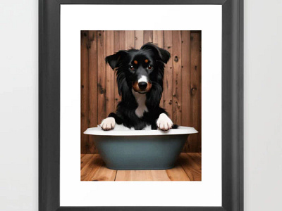 Vintage Bathtub, Bathroom Art, Dog in a Bathtub, Funny Bathroom adorable animal love animal lover animal lovers animal minimalist animal portrait bathroom black and white cute animal cute kawaii funny animal funny animals nature nature lover pets playroom shower sweet woodland woodland animals