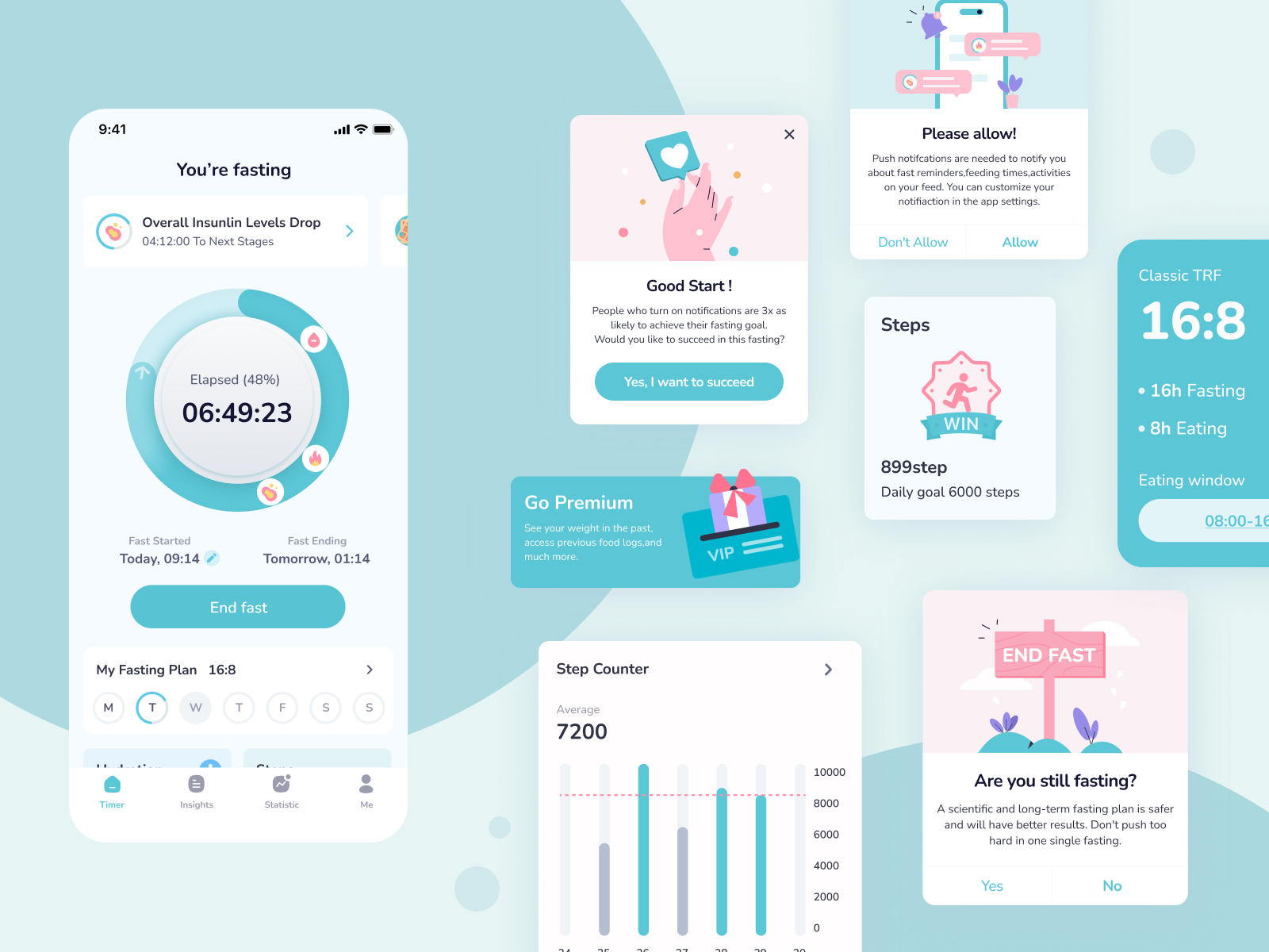 Intermittent Fasting Mobile IOS App illustration ui
