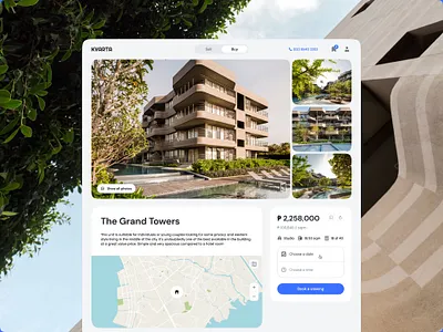 Kvarta | Real Estate blue branding clean condo design interaction minimal real estate ui ux web widgets