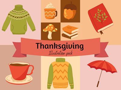 Thanksgiving illustration pack branding graphic design illustration thanksgiving vector