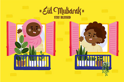 Happy Eid Mubarak Greeting Illustration eid festival greeting holiday illustration islam mubarak muslim ramadan vector