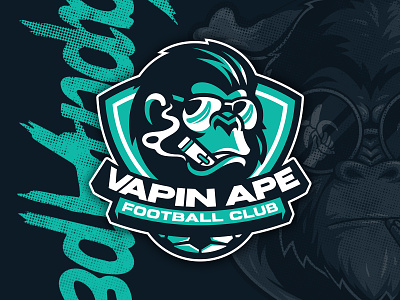 VAPIN APE F.C. ape bold branding character esports gaming logo graphic design illustration logo nft soccer sports sportslogo vape
