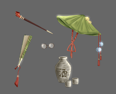 A set of character items design game illustration