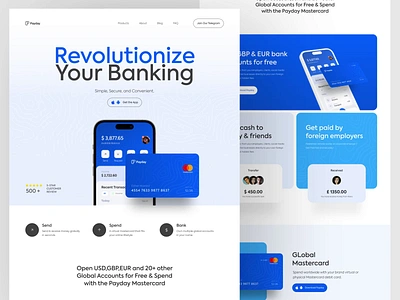 Payday - Online Banking Website after effects animation banking banking app design e wallet header landing page motion graphics ui ui design uiux web design website