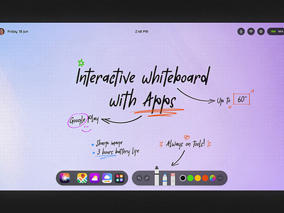 Whiteboard with apps - Prormo branding drawing projector stylus ui whiteboard