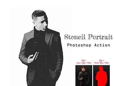 Stencil Portrait Photoshop Action photoshop action