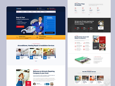 Airtronix - Air Condition and Heating Web Design air conditioner heating air conditioning business clean concept design figma flat heating logo minimal modern photoshop portfolio typography ui ux vector web website