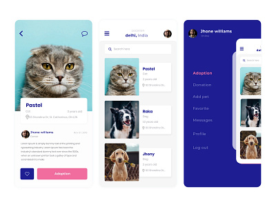 Pet - Adoption app design app ui design branding creative design graphic design illustration pet adoption pet app