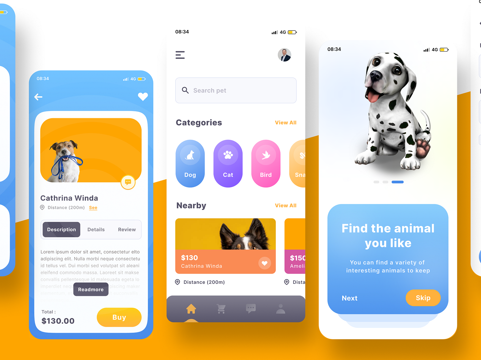 Pet Adoption App by Nur Hossan UI/UX on Dribbble