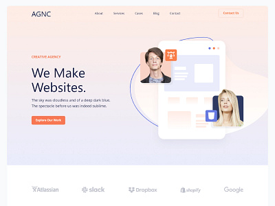 Creative Digital Agency - landing page banner branding graphic design minimal web design