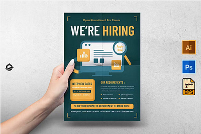 Flyer Open Recruitment / Hiring badminton design flyer graphic hiring jobs template