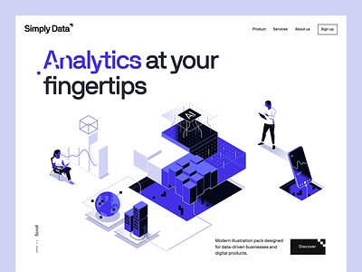 Data Processing & Analytics ai analytics business illustration characters data illustration isometric layout technology illustration web website