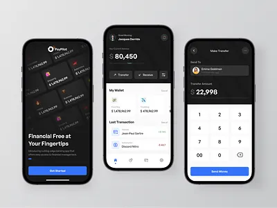 PayPilot - Finance Mobile App bank clean data dollars finance inspiration interface minimal mobile mobile app mobile design money money management receive transfer ui ui design uiux ux wallet