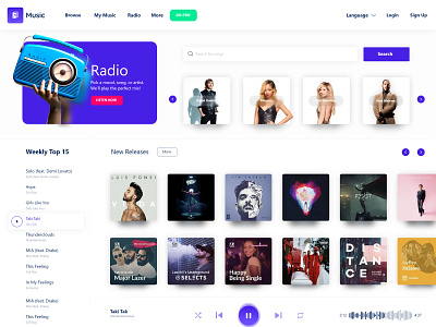 Music Player - Dashboard banner design branding dashboard design music web web site