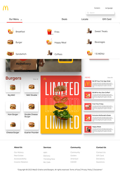 MAC D HOME PAGE branding design ui uiux ux