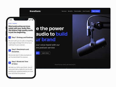 BrandSonic Landing Page app branding design ui