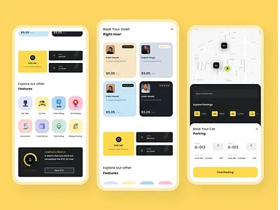 Car services app - Mobile UI book parking book valet cab driver book cab services car car parking driver booking find parking garage booking minimal cab booking minimal ui design mobile ui ux ola redesign parking parking space taxi booking uber redesign ui ux valet service